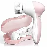 TOUCHBeauty Spazzola Pulizia Viso con 3 Testine Esfoliante,2 Velocità di Rotazione per Pulizia Profonda,per la Pulizia e Esfoliazione Restringe I Pori Riduce I Punti Neri AG-0525A-BT (Rosa)