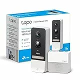 TP-Link Tapo D230S1 Video Doorbell Campanello, Visualizzazione Live 2K 5MP, Visione Notturna a Colori, Campo Visivo Ampio, Rilevamento Intelligente, Batteria Lunga, IP64 Impermeabile, Alexa