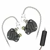 Yinyoo KZ ZSN Auricolari Hi-Fi Auricolari Cuffie KZ Auricolari con1DD + 1BA Dual Driver Cuffie Auricolari per Tutti i dispositivi Audio da 3,5 mm (Nero con Microfono)