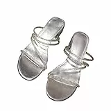 Ssrsgyp Sandali E Ciabatte Donne Indossare I Tacchi con Strass Grosso E Tacchi Fata Pantofole (Color : Silver, Size : 38)