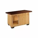 Ferplast Cuccia Cane da Esterno BAITA 80 in legno FSC, Piedini isolanti in plastica, Porta con antimorso in alluminio, Tetto apribile, 95,5 x 65 x h 65,5 cm