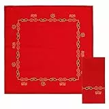 THUN, Set 2 Tovaglioli Rossi in 100% Cotone, Linea Desideri di Natale, Decorati con Angeli e Icone Natalizie, Idea Regalo, Ø 20 cm
