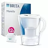 BRITA Caraffa filtrante Marella bianca (2.4L) incl. 12 x filtri MAXTRA PRO All-in-1 - adatta alla porta del frigo con Memo digitale e coperchio ribaltabile - ora in confezione Smart Box sostenibile