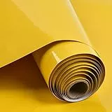 THETHO Carta da parati autoadesiva giallo Carta adesiva impermeabile 40x300cm Vinili per mobili Cucina Armadio a muro Bagno