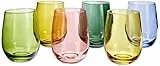 Tognana Tulip, Set 6 Bicchieri cc 400, Vetro, Multicolore