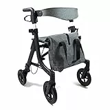 Deambulatore Girello per Anziani Rollator in Alluminio Leggero 4 Ruote con Seduta e Borsa con Tracolla, Pieghevole e Resistente - RESISTENCE