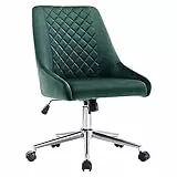 Duhome Sedia da ufficio tessuto velluto sedia da scrivania girevole meccanismo di inclinazione regolabile in altezza 8066B argenteo, colore:verde scuro