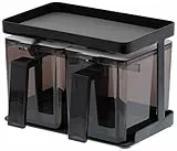 yamazaki Home Tower Pantry Canisters with Rack Contenitore portaoggetti da Cucina, Acciaio, Nero, 2 Container