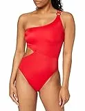 Iris & Lilly Costume da Bagno Monospalla con Aperture Donna, Rosso, S