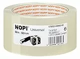 NOPI Nastro Adesivo per Pacchi, Per imballaggi e sigillature, Resistente all'invecchiamento e allo strappo, Extra forte e privo di solventi, Colore: Transparente, 66 m x 50 mm