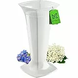 KADAX Vaso per tomba con base, vaso per cimitero, in plastica, per lapide, decorazione per tomba, decorazione per sepoltura, vaso per sepoltura (bianco/alto)