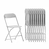 Flash Furniture Flash Furntiure Sedia Pieghevole, Bianco, 45.72 x 44.45 x 80.01 cm