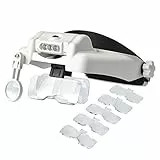 Bustling Lenti d'ingrandimento con fascia illuminata con luce a led, Lente d'ingrandimento per montaggio sulla testa Lente d'ingrandimento per lavori ravvicinati(da 1,0X a 14,0X)