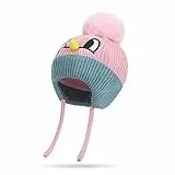 Rayson Bambino Cappello Invernale Lavorato a Maglia Calda Berretto con Paraorecchie Pompon Antivento Legabile Grazioso Beanie per Bambini 0-5 Anni(Rosa)