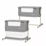 kk Kinderkraft NESTE GROW Lettino neonato 3 in 1, Culla co-sleeping, con Materasso Borsa transporto, Altezza regolabile su 5 livelli, dalla nascita fino 2 anni, Grigio chiaro