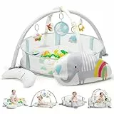 Lupantte 4 in 1 Palestrina Neonato Multifunzione,Vasca Delle Palline con 40 Palline,Tappeto Giochi Neonato,Promuove lo Sviluppo Visivo, Uditivo, Tattile e Cognitivo,Antiscivolo più Spesso