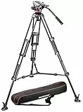 Manfrotto MVH502A,546BK Kit 502 con Testa Fluida, Controbilanciemento Fisso per Video con DSLR e Videocamere, 3 Sezioni a Doppio Tubo in Alluminio, Nero