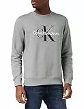 Calvin Klein Jeans Felpa Uomo Core Monologo senza Cappuccio, Grigio (Mid Grey Heather), M