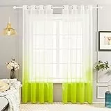 Deconovo 2 Pezzi Tende per Interni con Anelli per Cameretta Bambini, Tende Decorativi per Soggiorno e Camera da Letto, 140x225 CM (Larghezza x Altezza), Verde Chiaro