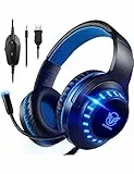 Pacrate Cuffie Gaming per PS4/PS5/Xbox/Nintendo Switch/PC, Cuffie PS5 con Microfono Cuffie PS4, Cuffie Xbox Series X e S Cuffie Gamer, Blu