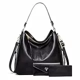 BestoU Borsa Donna Borse a Tracolla Grande Tracolla Pelle Progettista Borse a Spalla portafoglio 3 Pezzi Tote (Nero)