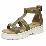 DREAM PAIRS Sandali da Donna Classici Sandali Gladiatore a Punta Tonda con Cerniera Estiva Verde Militare/PU SDPW2223W-E Taglia 37 (EUR)