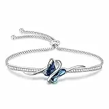 GEORGE · SMITH Bracciale Donna Placcato Argento, Regolabile, Bracciale Farfalla con Zirconi 5A - Idee Regalo Donne per Natale, Anniversario, Pompleanno