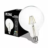V-TAC Lampadina LED Filamento Globo con Chip Samsung e Attacco E27-10W (Equivalenti a 75W) G120-1055 Lumen - G125 - Lampadine LED Massima Efficienza e Risparmio Energetico - 4000K Bianca Naturale
