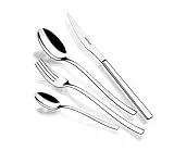 Monix Génova - Set di posate da 24 pezzi con coltello da bistecca, in acciaio inox 18/10, design moderno e moderno, finitura lucida lucida, spessore 2,5 mm (6 posate)