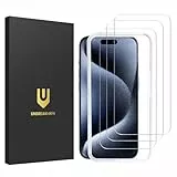 UNBREAKcable 3 Pezzi Vetro Temperato per iPhone 15 Pro Max [6,7 Pollici], 99,99% HD Trasparente, Installazione Facile, Durezza 9H Pellicola prottetiva, Anti Graffio, Anti-Impronte, Senza Bolle