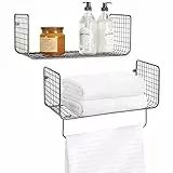 mDesign Set da 2 Mensole bagno – Mensola portasciugamani bagno in metallo – Mensole design anche per garage, cucina o lavanderia – grigio