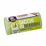 Gallo, 30 Sacchetti biodegradabili e Resistenti, Chiusura con Manici, 53x68cm, 30 Litri