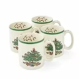 Portmeirion Home & Gifts Spode - Set di 4 tazze con albero di Natale, in ceramica, multicolore