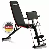 DH FitLife Panca pieghevole con panca curl & estensore per gambe, Weight Bench for palestra domestica, Fitness Bank Multifunzione, Allenamento addominale regolabile in 7 livelli, Nero