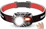Blukar Torcia Frontale LED Ricaricabile, Super Luminoso Lampada Frontale con Sensore Movimento,7 Modalità di Illuminazione,IPX5 Impermeabile Lampada da Testa per Campeggio/Emergenza/Pesca