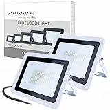 MIWATT Faretti a LED per esterni 100W luci a LED per esterni IP68 8000 lumen, Luce bianca fredda，parco, patio, giardino, garage，2 Pezzi