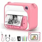Ukuu Macchina Fotografica per Bambini, 1080P Digitale Fotocamera Istantanea 2,4 Pollici Schermo con 32GB Scheda SD, 5 Penne colorate，Regalo di Compleanno per Bambini Dai 3 ai 12 Anni - Rosa