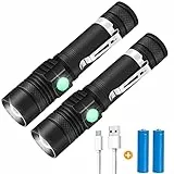Yizhet Torcia LED Ricaricabile, 2 Pezzi Torcia 1000 Lumens Alta Potenza, Torce Elettrica 4 Modalità Regolabile, Torcia Portatile Zoomabile & Impermeabile per Emergenza, Campeggio, Ciclismo