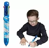 Deluxebase Rainbow Writer - Squalo, Penna Multicolore Biro retrattile 8 in 1, fantastica per bambini e ideale per materiale scolastico o da ufficio