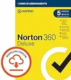 Norton 360 Deluxe 2024, Antivirus per 5 dispositivi, Licenza di 1 anno, PC, Mac, tablet e smartphone, Codice d'attivazione via email
