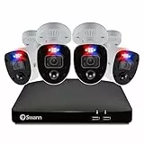 Swann Sistema di Sicurezza Enforcer, 4 Telecamere 4K, Luci Lampeggianti e Sirena, DVR a 8 Canali con Disco Rigido da 2TB, True Detect, Compatibile con Google Assistant e Alexa, Cloud Gratuito, Bianco