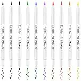 Pennarelli commestibili E-Kongton: pennarelli per decorazioni alimentari, a doppia punta, commestibili, per decorare macarons, biscotti, torte, disegnare uova di Pasqua, set di 9 colori (2 neri)