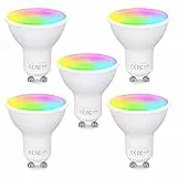 Fitop Lampadine Alexa Inteligente LED GU10, Dimmerabile Lampadina Smart 4.7W=50W, RGB & 2200K-6500K Bianco Freddo Caldo, Compatibile con Alexa/Google Home/Siri, Controllo APP, 5 pezzi