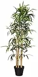 Amazon Basics - Pianta di Bambou artificiale con vaso in plastica, Bamboo, 100 cm