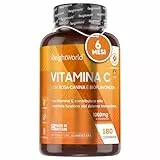 Vitamina C + Polvere Rosa Canina & Bioflavonoidi - Vitamina C 1000mg 1 Compressa Vegan al Giorno per 6 Mesi - Vitamina C Pura Contribuisce al Funzionamento del Sistema Immunitario - Acido Ascorbico