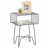 mDesign Tavolino consolle in metallo di design – Elegante cassettiera vintage in stile industrial – Mobiletto da ingresso, soggiorno e camera da letto con gambe a forcina – nero