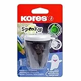 Kores,Spooky: temperamatite a doppio foro con contenitore per bambini e studenti, design fantasma si illumina al buio, forniture per scuola e ufficio, confezione singola