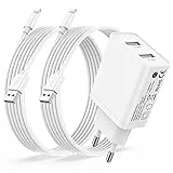 Caricatore iPhone Apple Certificato MFi con Cavo 2 Metri 2Pezzi,12W Caricabatterie Adattatore Presa iPhone Spina Caricatore USB & Cavo Lightning per iPhone 14 13 12 11/XS/X/8/7/6/SE/iPad