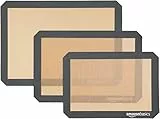 Amazon Basics Tappetini da forno in silicone, set da 3 pezzi, Rettangolare, Marrone/Nero, 86 W x 33 L cm