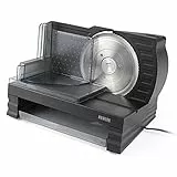 N8WERK Affettatrice universale elettrica | Per pane, prosciutto, formaggio, verdure, carne ecc. | Piattaforma scorrevole rimovibile, con vassoio raccogli gocce, spessore della fetta regolabile | 150W